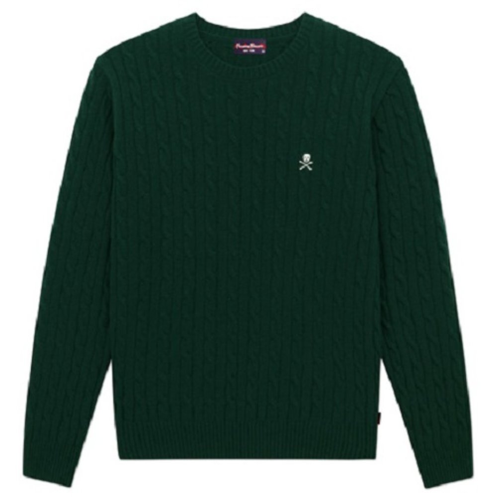 NWT $295 Rowing Blazers 100% Wool Green Cable Knit Skull Sweater (Various Sizes)